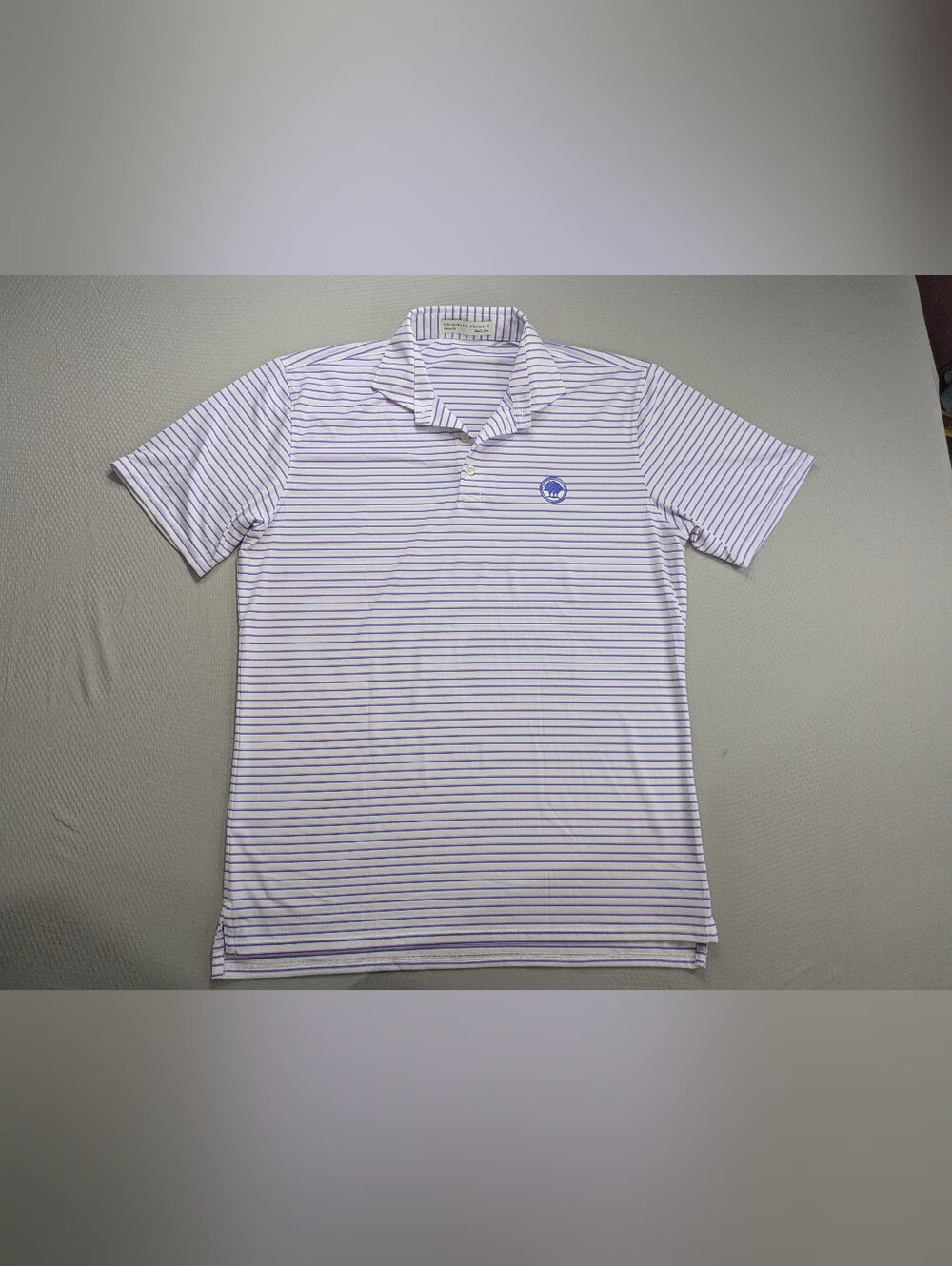 Holderness & Bourne Polo Mens L White Stripe Sutton Golf Performance Logo